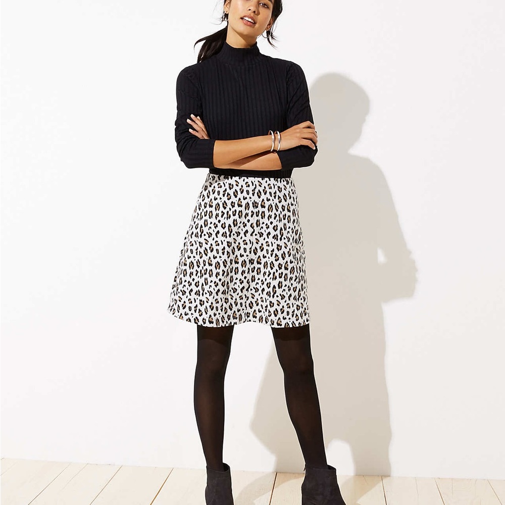 Black and White Knee-Length A-Line Skirt